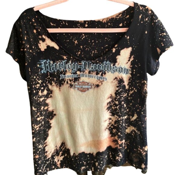 2/$40 Vintage Harley-Davidson distressed bleached tie dye graphic tee T shirt - Picture 12 of 13